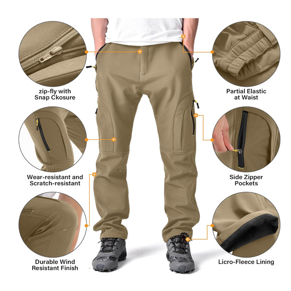 Men's hiking Snow Pants 32 Skiing Winter Insulated Fleece lined Outdoor camping - Picture 3 of 7